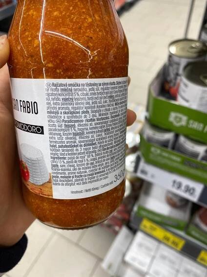 Podrobné informace o potravině Rajčatová omáčka se sýrem ricotta.