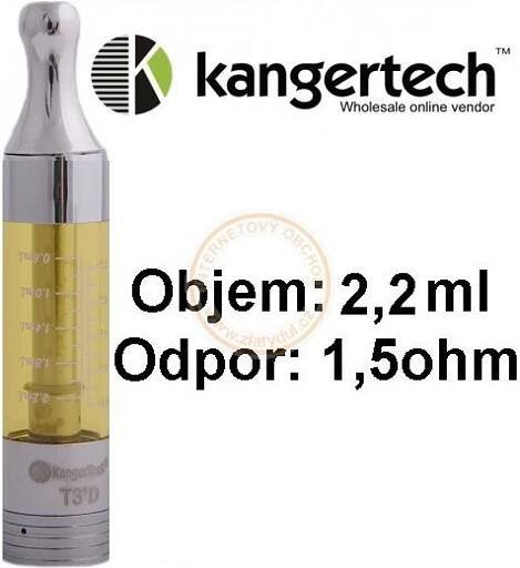 Kangertech T3D Clearomizer 1,5ohm žlutý 2,2ml