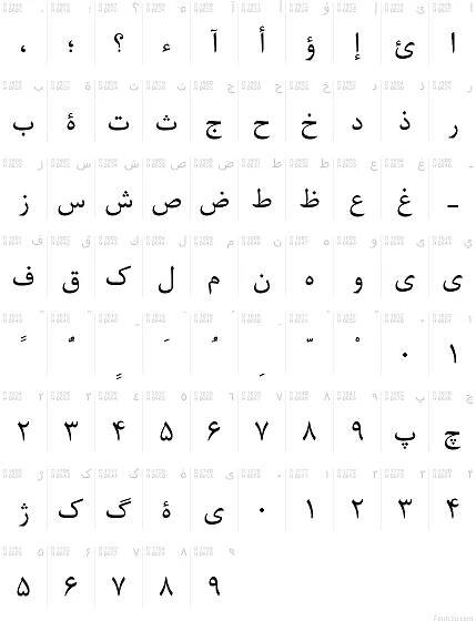Arabské písmo - Tabulka znaků