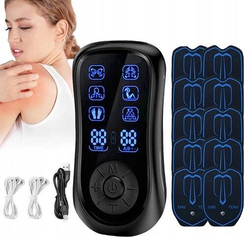 Elektrostimulátor svalů a nervů MASÁŽNÍ PŘÍSTROJ TENS EMS stimulátor SET