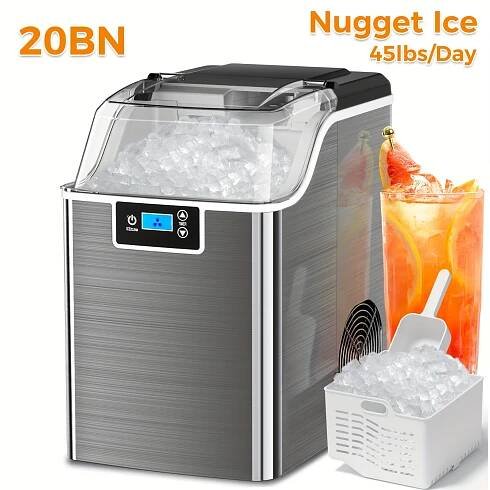 * Countertop Ice Maker with Soft Chew Pellet Ice, 44 lbs/24 hrs or Bullet Ice Ice Maker, 26 lbs/24 hrs, Portable Ice Maker with Self-Cleaning Fea