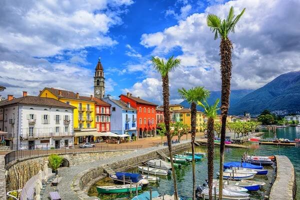 The old town of Ascona on Lake Maggiore, Switzerland