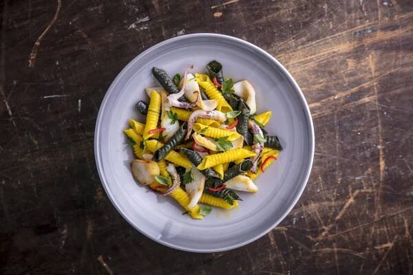 Garganelli with Squid and Saffron