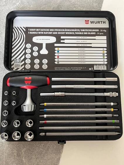 🔩WÜRTH ZEBRA SORTIMENT RÁČNOVÝCH ŠROUBOVÁKŮ S T-RUKOJETÍ - 21 DÍLŮ 🔩 - Nářadí