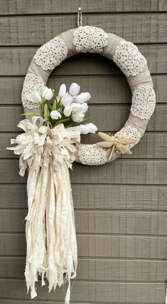Easter Wreath with White Flowers