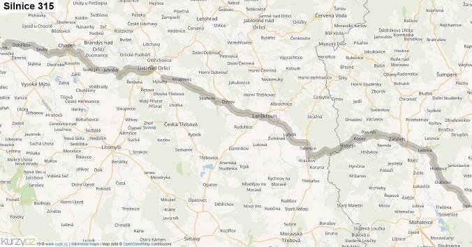 Silnice 315 - mapa Silnice 315