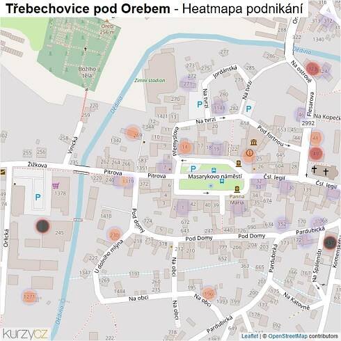 Mapa Třebechovice pod Orebem - Firmy v obci.