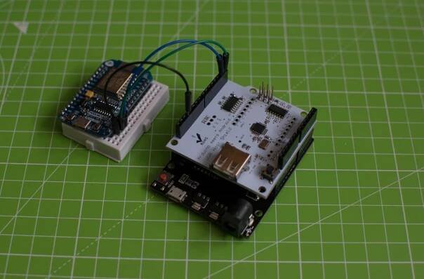 arduino leonardo with USB host shield and a nodemcu
