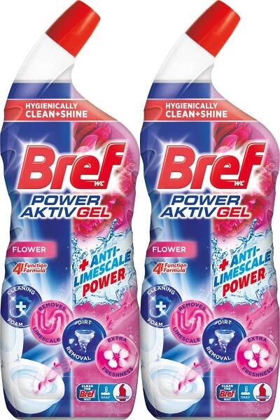 BREF Power Aktiv Gel WC Flower 2× 700 ml