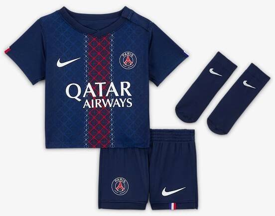 Replika domácí fotbalové trojdílné soupravy Nike Paris Saint-Germain Stadium 2025/26 pro kojence a batolata - Midnight Navy/Midnight Navy/Bílá