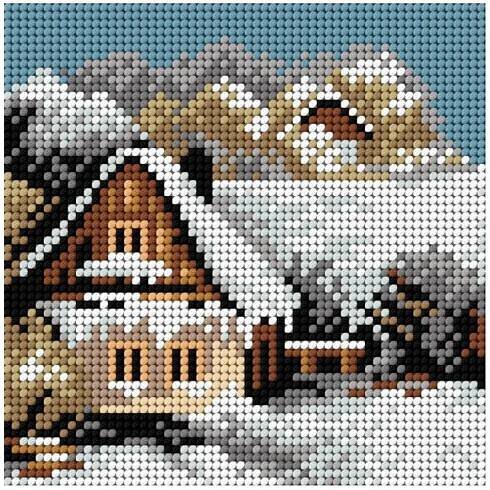 Předloha vyšívací Dům v zimě 1 15x15cm