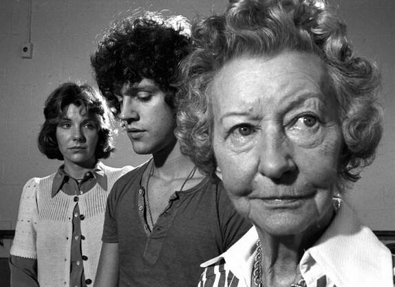 Pippin stars Irene Ryan, Jill Clayburgh and John Rubenstein during a rehearsal break in August 1972