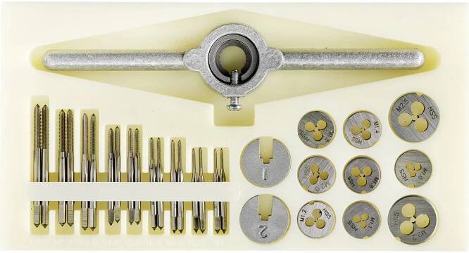 TOOLCRAFT TO-7106694 jednořezný závitník - sada 30dílná HSS M1, M1.1, M1.2, M1.4, M1.6, M1.8, M2, M2,2, M2.5 : Půhy.cz