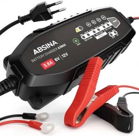 ABSINA 3,8A nabíječka baterií do auta pro 6 V a 12 V olověné baterie do 120 Ah a 12,8 V lithiová nabíječka autobaterie - A...