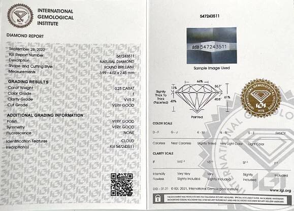 zlaté diamantové náušnice 0.51ct F/VVS2-VS1 s IGI certifikáty | VVDiamonds