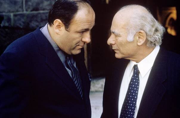  James Gandolfini as Tony Soprano and Burt Young as Bobby 