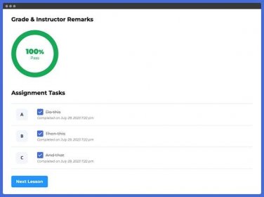 Screenshot of a student's completed LifterLMS Assignment Task List
