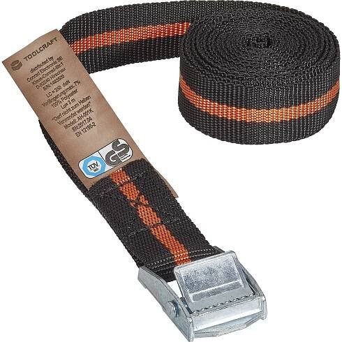 TOOLCRAFT upínací popruh se sponou Přivazovací únosnost napřímo (LC)=125 daN (d x š) 3 m x 25 mm upínací zámek : Půhy.cz
