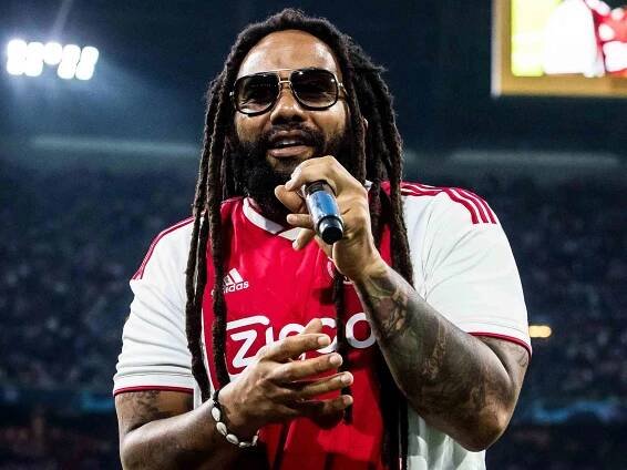 Ky-Mani Marley, son of Bob Marley during the UEFA Champions League group E match between Ajax Amsterdam and AEK FC at the Johan Cruijff Arena on September 19, 2018 in Amsterdam, The Netherlands