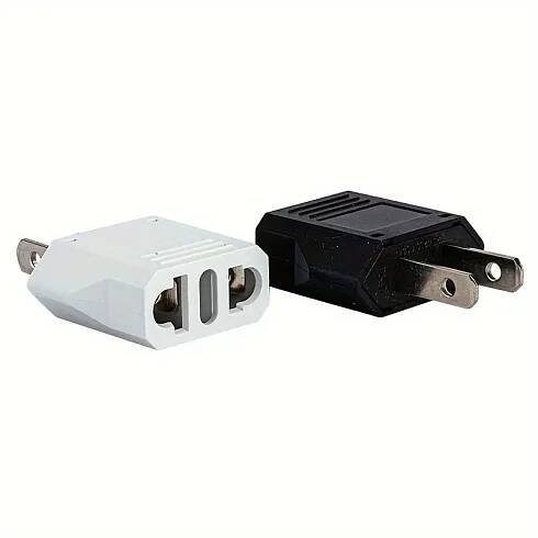 2pcs EU to US Plug Adapters - White & Black * * for Europe to USA, Canada, Mexico, Japan - 125V * Socket Adapters by Au