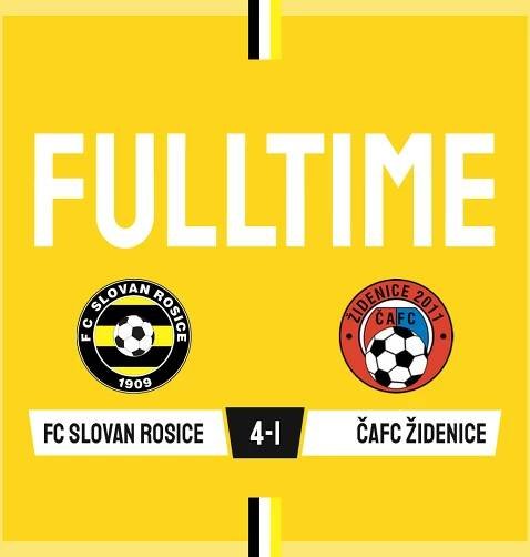 Rezerva Rosic porazila brněnské ČAFC Židenice 4:1