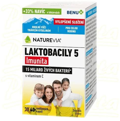 NatureVia Laktobacily 5 Imunita cps.40 Benu