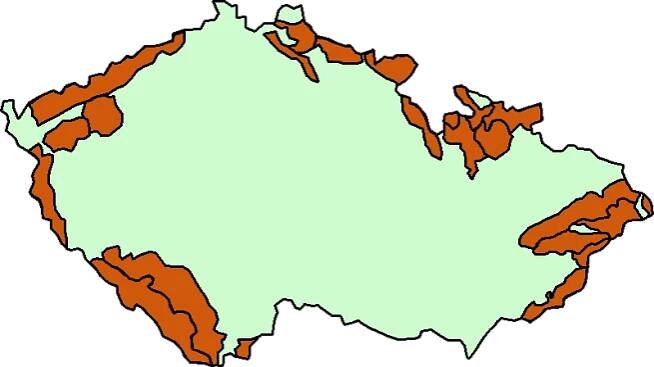 Mapa nejvyšších geomorgologických celků ČR