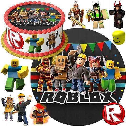 OPLATEK NA DORT 20 CM - ROBLOX HRA + POSTAVY + DÁREK JMÉNO TEXT