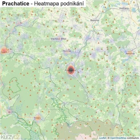 Mapa Prachatice - Firmy v okrese.