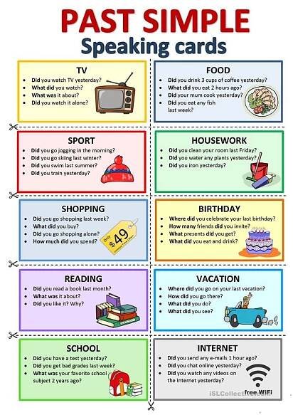 PAST SIMPLE - Speaking Cards