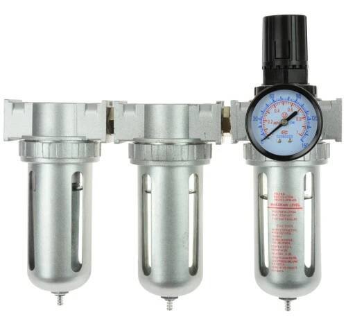 Geko G03160 regulátor tlaku vzduchu s filtrem, manometrem a přimazáváním oleje 1/2"
