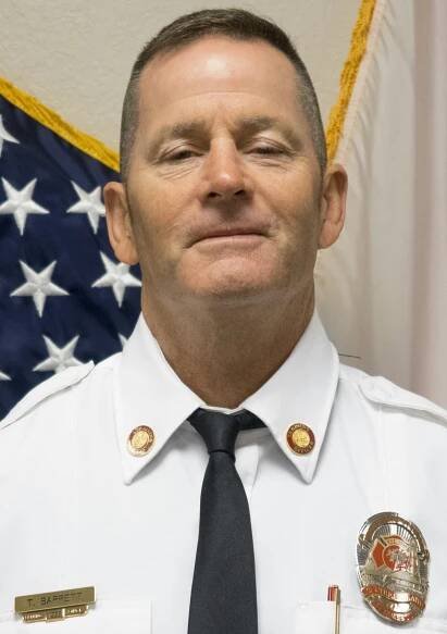 Division Chief of Fire Prevention/Fire Marshal Tim Barrett in his Class A Uniform.