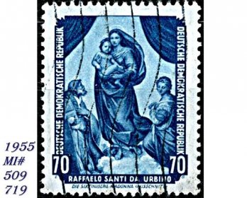 DDR 1955, obraz Rafael: Sixtinská Madona - Známky Německo