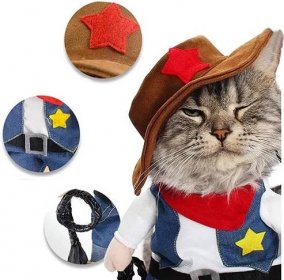 Vtipný kostým kovboje pro psa nebo kočku na Halloween – oblečení pro malé psy a doplňky pro kočky – Vuci.cz