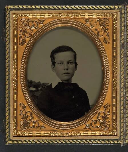 [Private Charles H. Bickford of B Company, 2nd Massachusetts Infantry Regiment as a young boy]