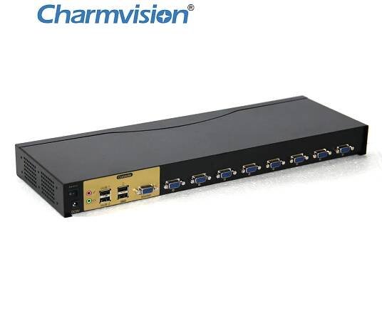 Charmvision UVK801A 8 PCs USB VGA 3.5mm Audio KVM Switch with keyboard Hot-key Auto scan Switch Remote Control 4 USB2.0 ports