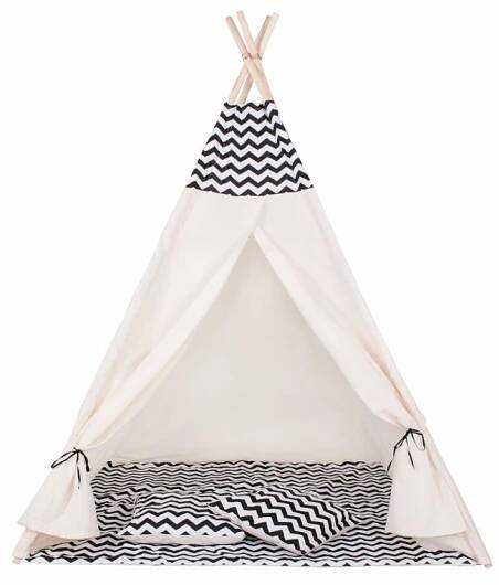 Teepee stan pro děti SPRINGOS Černý Zigzag