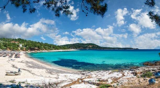 krajina s pláží thassos - thassos - stock snímky, obrázky a fotky