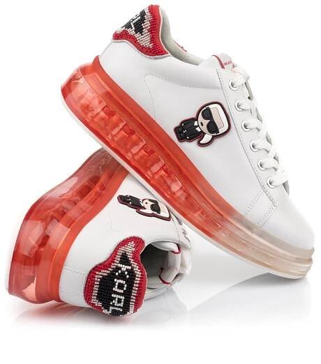 TENISKY KARL LAGERFELD KAPRI KUSHION KARL IKONIC LO LACE WHITE LTHR W/RED