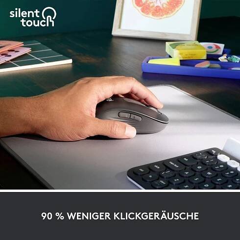 Logitech Signature M650 L left optická myš, přenos bezdrátový, Bluetooth®, 5 tlačítko, 4000 dpi, grafitová