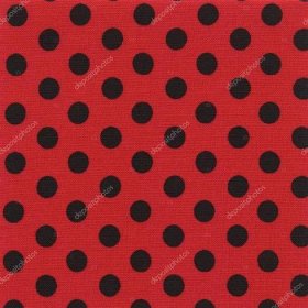Stáhnout - Vysokým rozlišením zářivě červené tkanina s černými puntíky. lze použít pro pozadí. XXXL — Stock obrázek