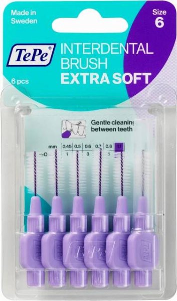 TePe Extra Soft mezizubní kartáčky 1,1 mm, SIZE 6, fialové, 6 ks