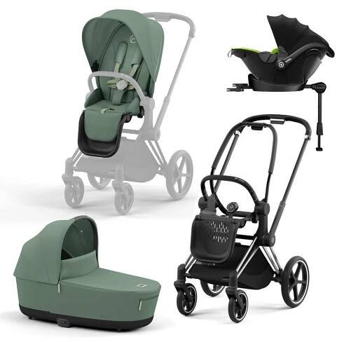 CYBEX Set 3v1 Priam 4.0 Chrome Black Leaf Green Platinum + KIDDY Evoluna i-size 2 Lizard Green | feedo.cz