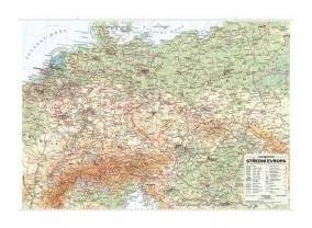 Střední Evropa - nástěnná obecně zeměpisná mapa