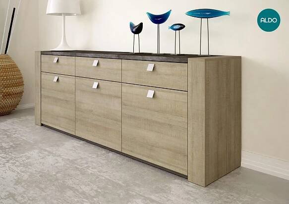 Designová, prostorná komoda Rita grey oak