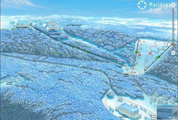 Ski areál Mariánské lázně - informace a mapa