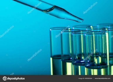 Close Laboratory Test Tubes Pipette Copy Space Blue Background Laboratory