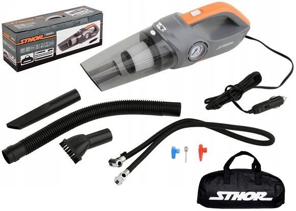 VYSAVAČ 12V S KOMPRESOREM BEZSÁČKOVÝ 80W STHOR 82953
