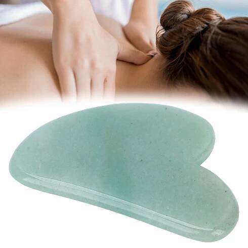 KÁMEN GUA SHA PRO MASÁŽ OBLIČEJE MĚLKÝ KŘEMEN ZELENÝ MASÁŽNÍ PŘÍSTROJ