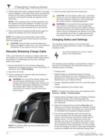 TESLA MODEL 3 2021  Owner´s Manual 2. While holding the public charging handle in one hand and the adapter in the other hand, press and hold the 
button on the public charging handle and pull both 
outwards, removing the handle and ada